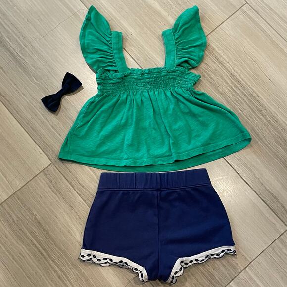 Crewcuts Janie and Jack Matching Set with Bow Eyelet Ruffle St Patty Green 5T - Picture 7 of 11